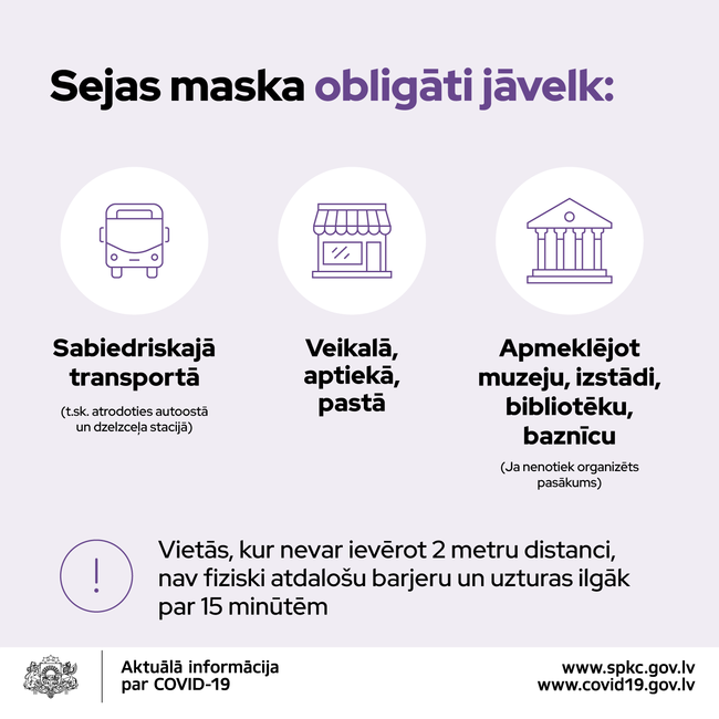 Sejas maska obligāti jāvelk: