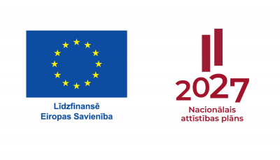 Logo ansamblis "Līdzfinansē Eiropas Savienība" un "2027 Nacionālais attīstības plāns"